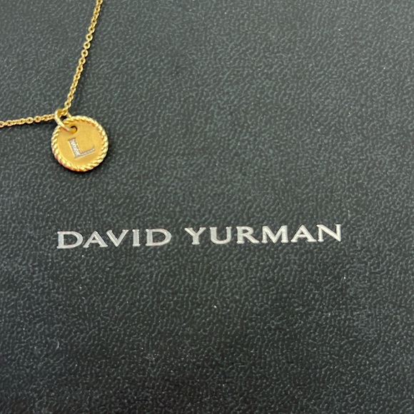 David Yurman Initial Charm Necklace
18K Yellow Gold with Diamond L. Like-new. - Picture 3 of 4